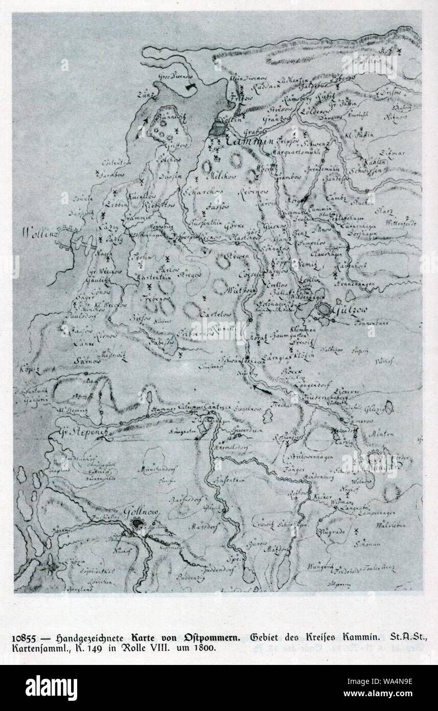 Die Lubinsche Karte - Karte von Ostpommern-001 Stock Photo - Alamy