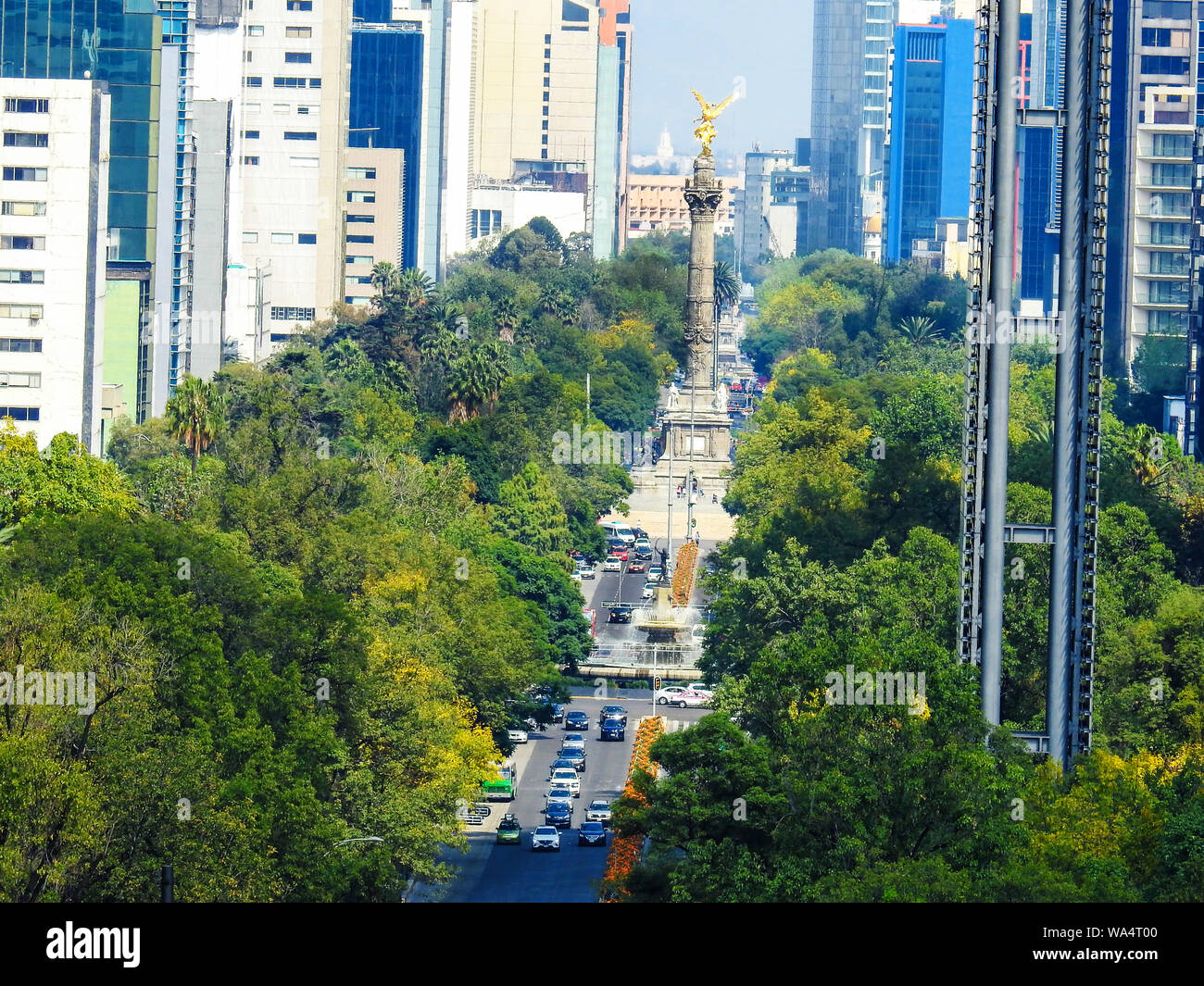 Paseo de la Reforma, main avenue of Mexico City Stock Photo