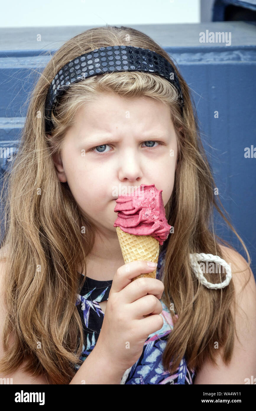Girl eating ice cream Stock Photo
