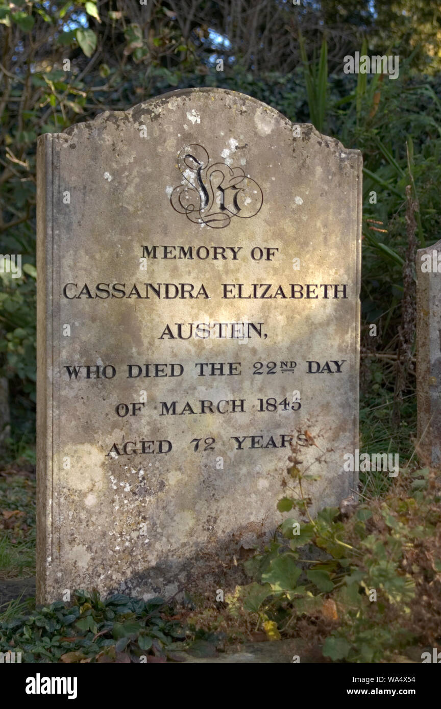 Headstone of Cassandra Elizabeth Austen (Jane Austen's older & only sister) at St Nicholas Chawton Stock Photo