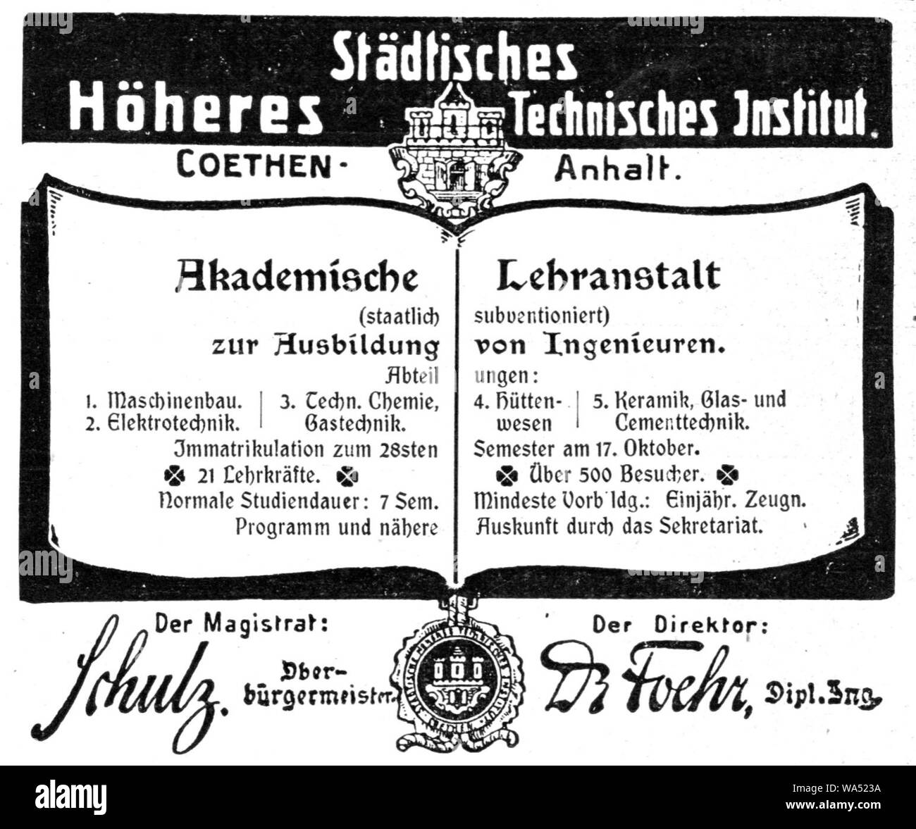 Die Woche 1904-08-13 S. III Höheres Technisches Institut Coethen. Stock Photo
