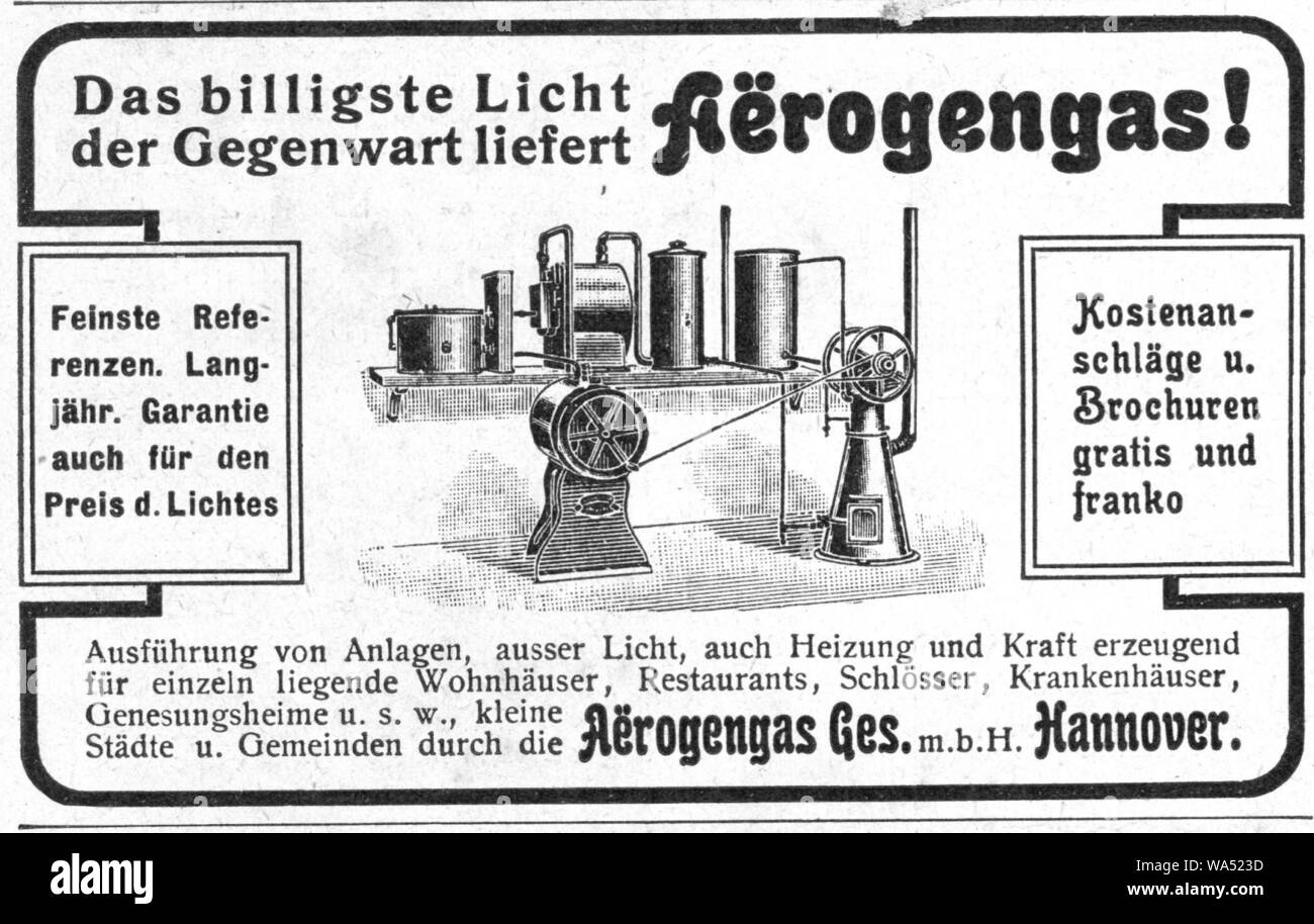 Die Woche 1904-09-10 S. XII Aerogengas Ges.m.b.H. Hannover Stock Photo -  Alamy