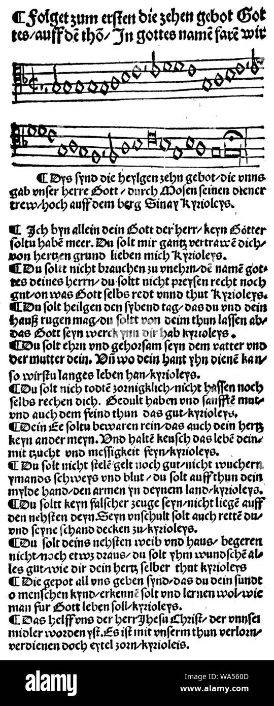 Dies sind die heilgen zehn Gebot (Erfurter Enchiridion 1524). Stock Photo