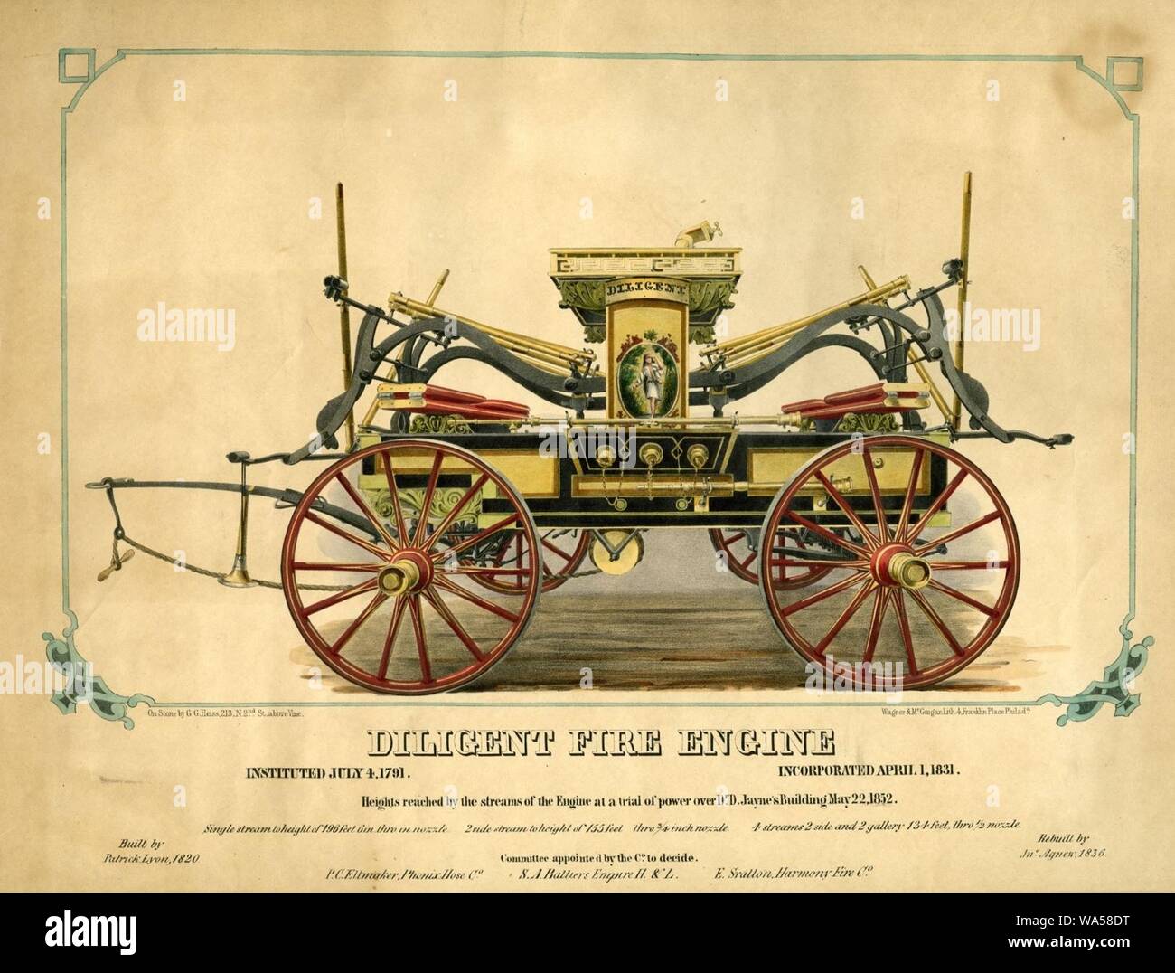 Diligent Fire Engine c.1852 Stock Photo - Alamy