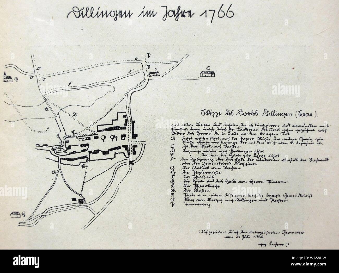 Dillingen Saar 1766. Stock Photo