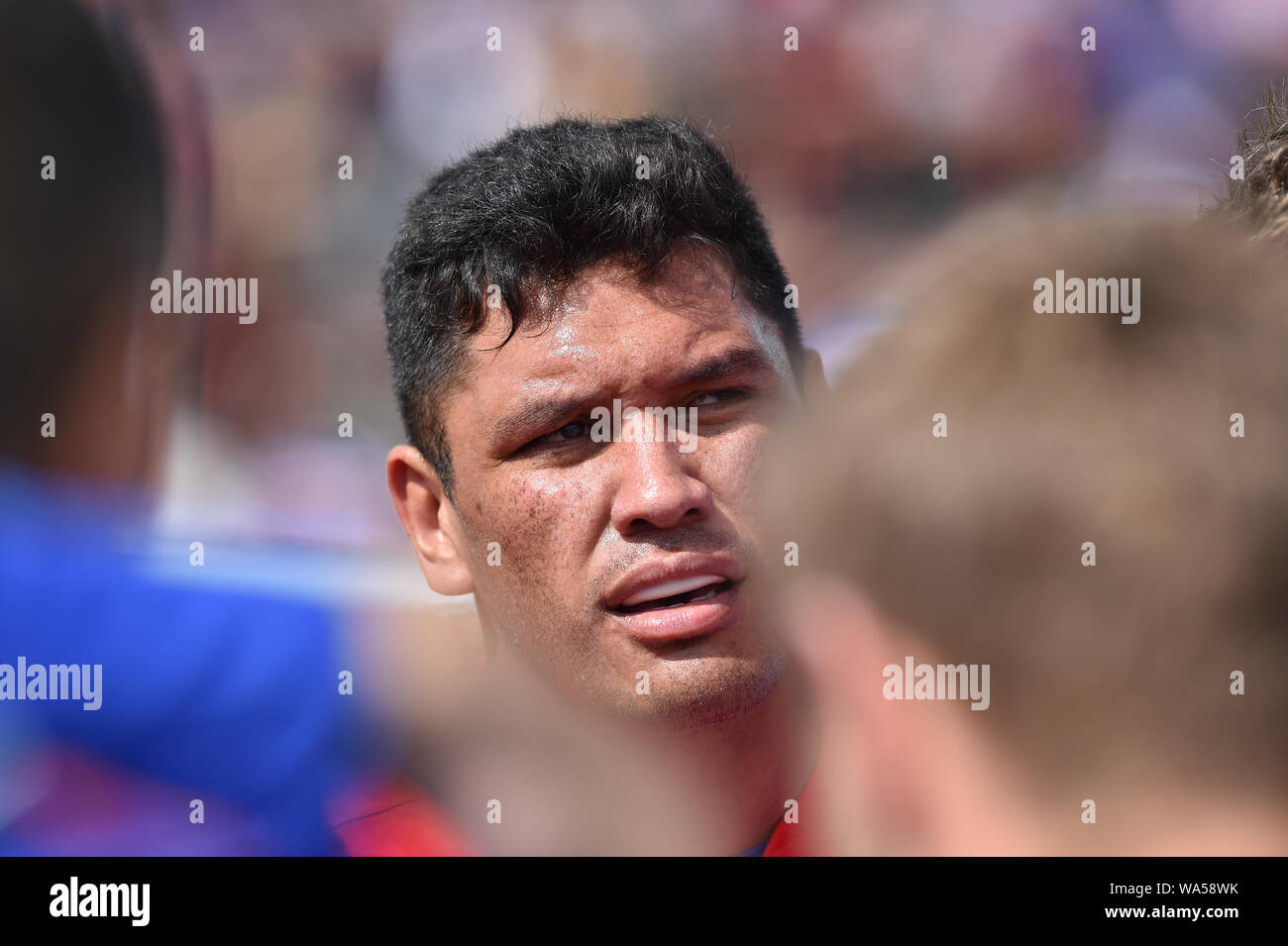 Wakefield, UK, 11 8 2019. 11 August 2019. Mobile Rocket Stadium, Wakefield, England; Rugby League Betfred Super League, Wakefield Trinity vs Hull FC;  Wakefield Trinity prop Adam Tangata  Dean Williams/RugbyPixUK Stock Photo