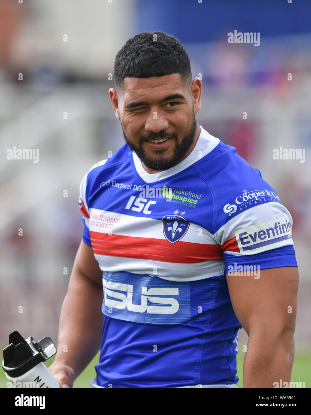 Wakefield, UK, 11 8 2019. 11 August 2019. Mobile Rocket Stadium, Wakefield, England; Rugby League Betfred Super League, Wakefield Trinity vs Hull FC;  Wakefield Trinity forward Kelepi Tanginoa.   Dean Williams/RugbyPixUK Stock Photo