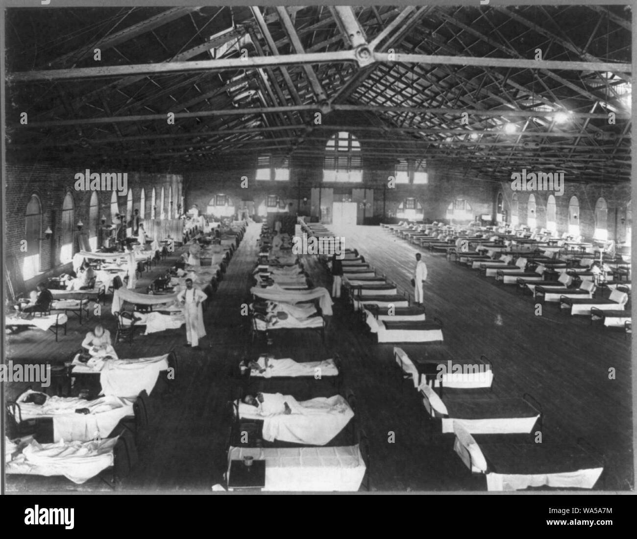 Dining hall at Fort Myer being used as a hospital during Spanish