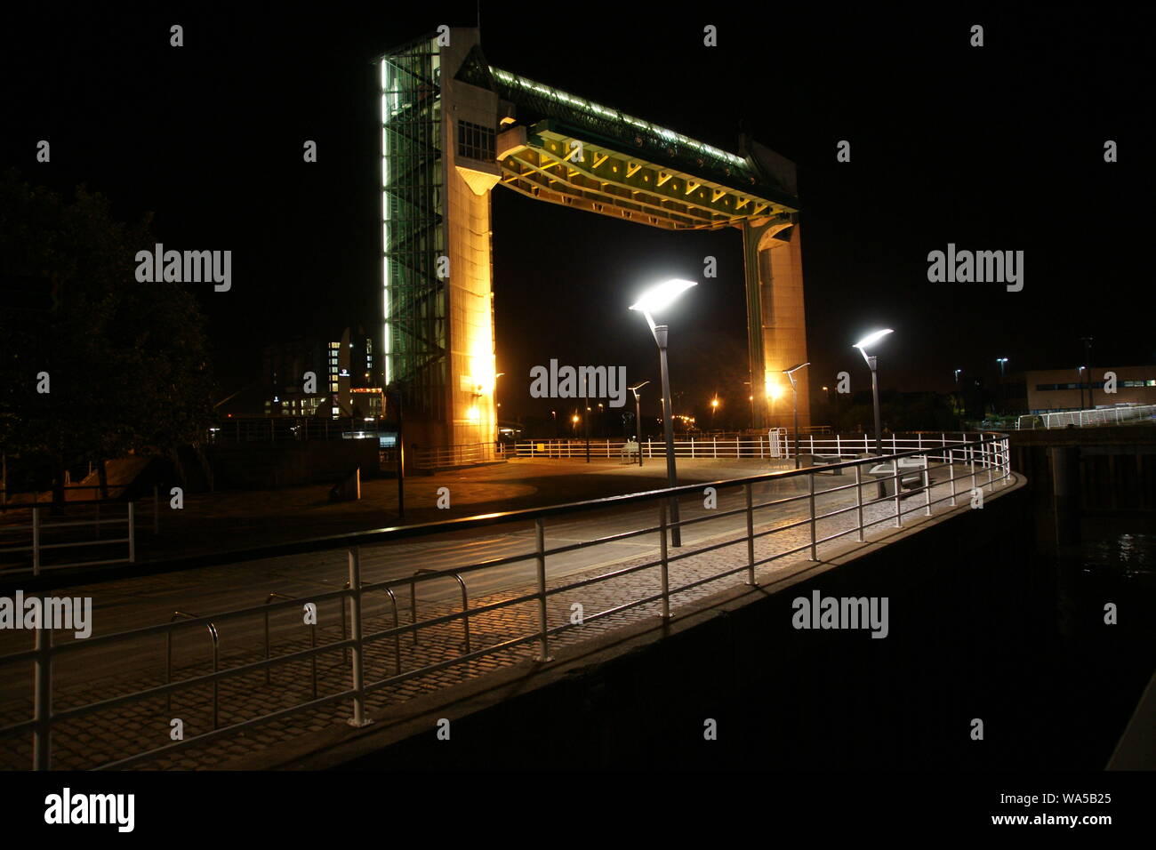 River Hull tidal surge barrier at night, Kingston upon Hull Stock Photo