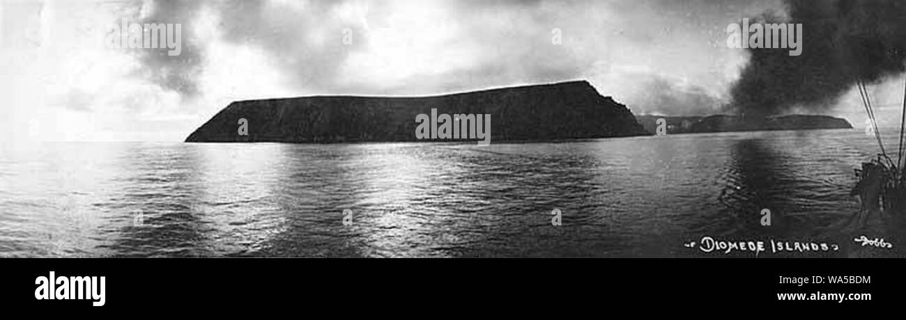 Diomede Islands as seen from a boat in the water Alaska between 1901 and 1911 (AL+CA 2417). Stock Photo