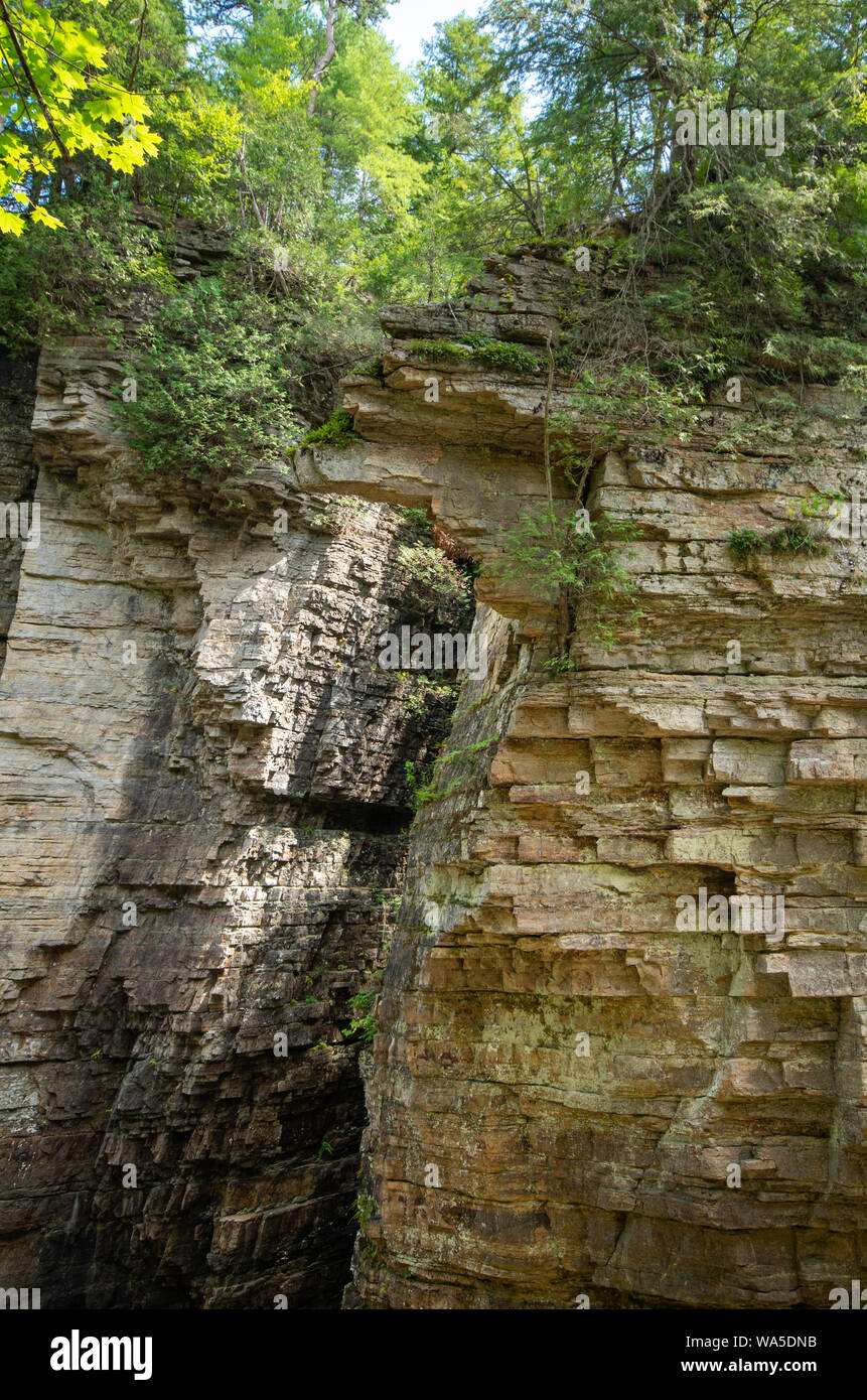 Rock ledges along the river at AuSable Chasm NY Stock Photo