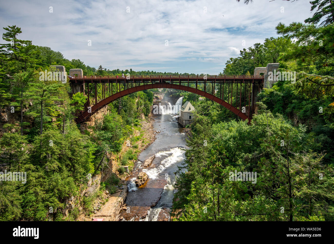 bridge across the at AuSable Chasm Stock Photo Alamy