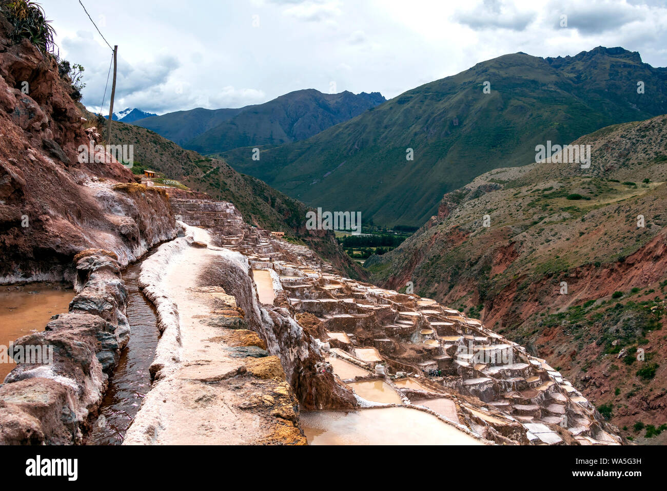 Salina de Maras, the traditional inca salt field in Maras near Cuzco in ...