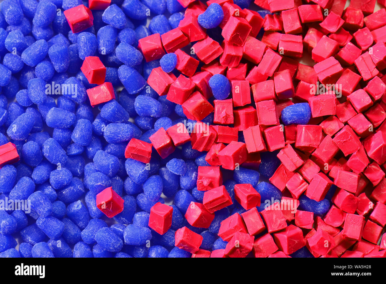blue polymer rein for injection moulding process Stock Photo