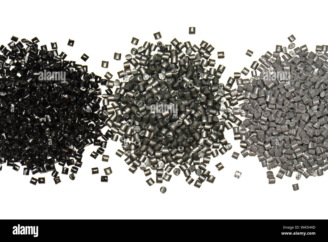 silver polymer resin granulate in lab Stock Photo
