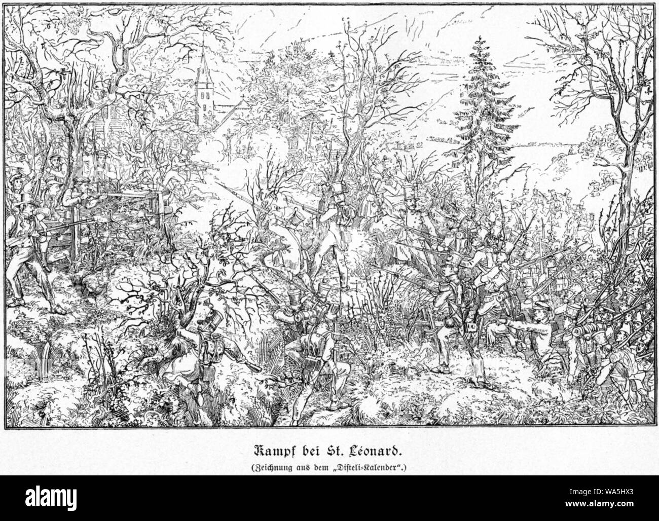 Disteli Kampf bei St Leonard 1840. Stock Photo