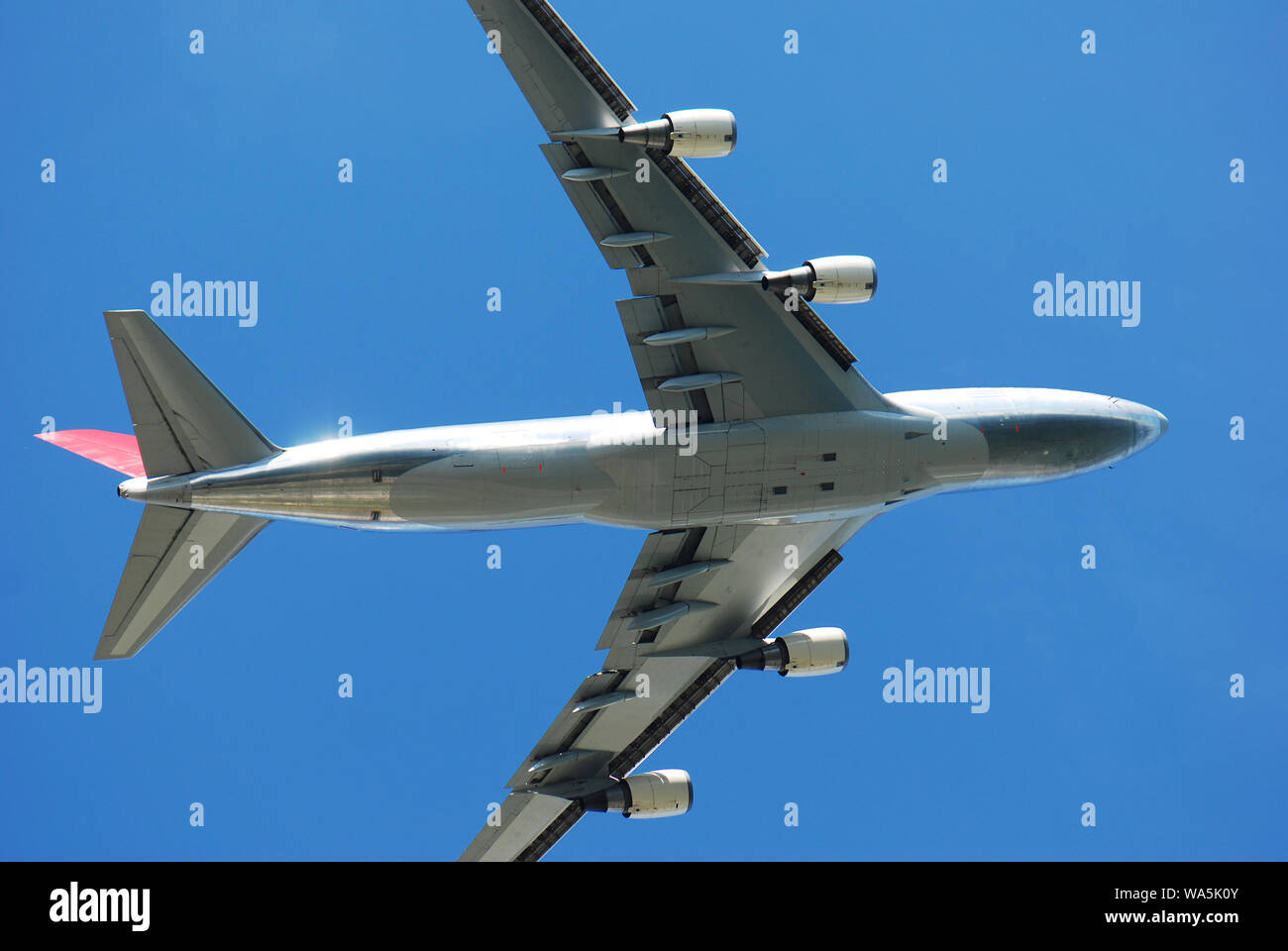 Underbody of large airplane while starting Stock Photo