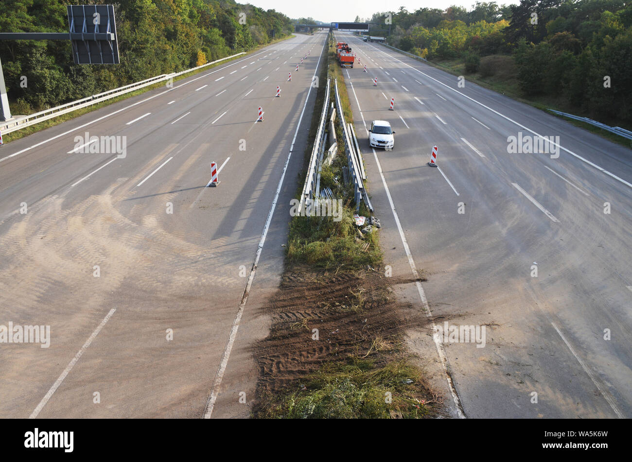 roasworks on 4-lanes highway in Germany Stock Photo