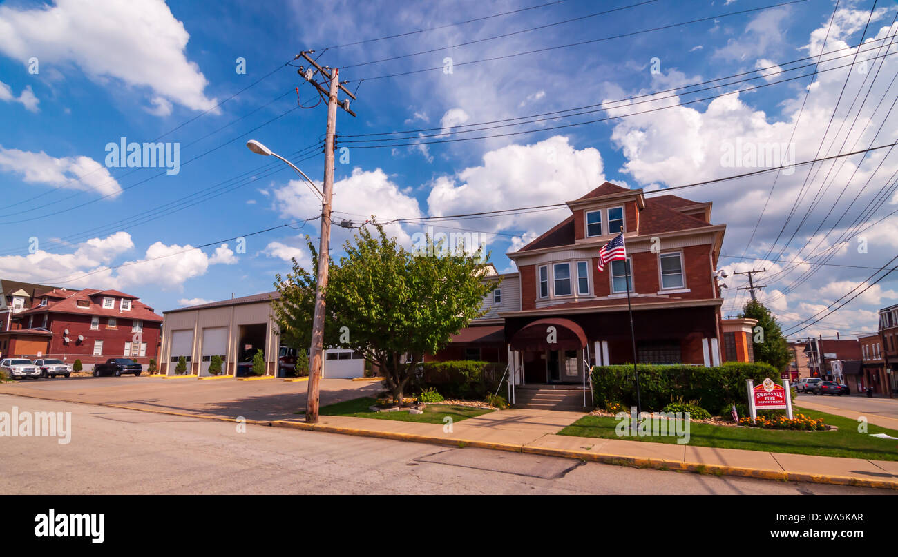 The Swissvale Volunteer Fire Department building on Irvine Street on a