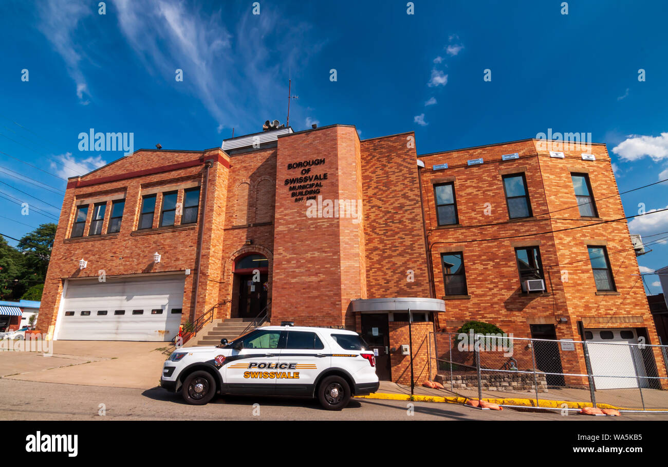 The Swissvale Borough building and police station with a Ford Explorer
