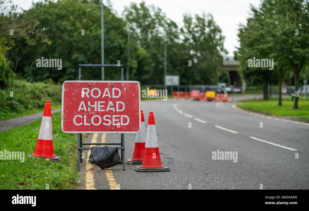 Road Ahead Closed Sign Stock Photo