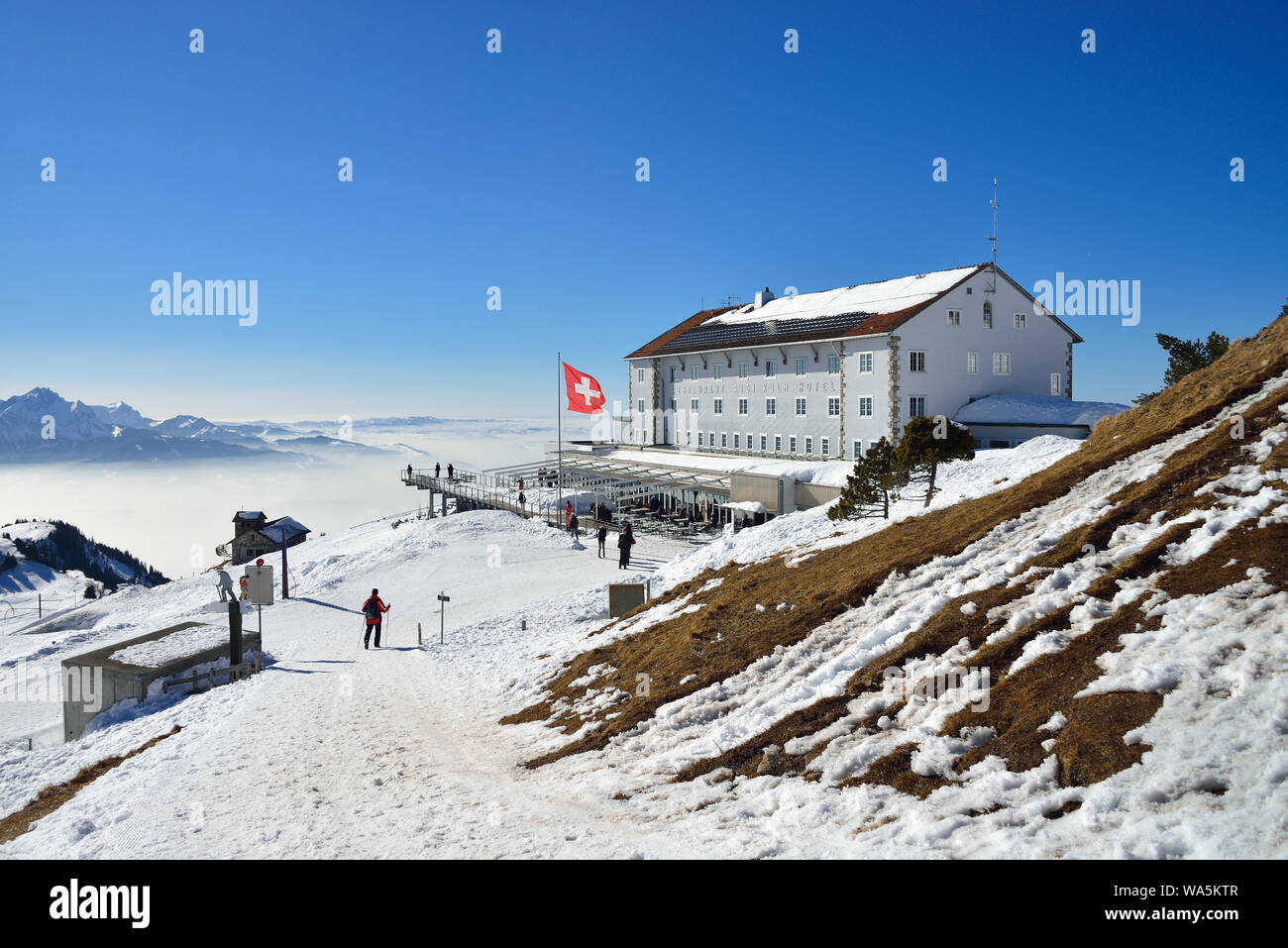 famous top of Rigi Alp in Switzerland Stock Photo