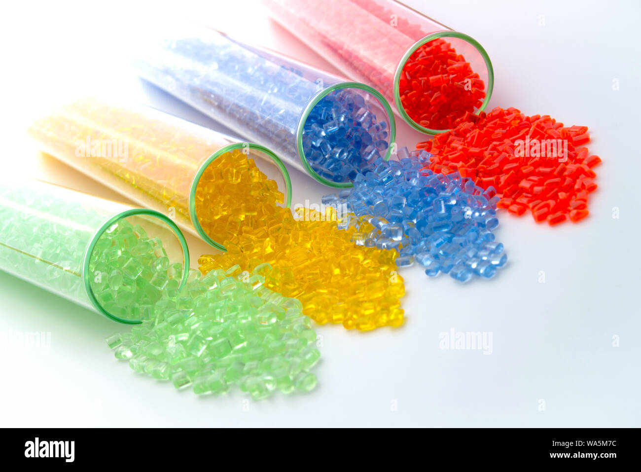 dyed polymer resin for injection molding Stock Photo