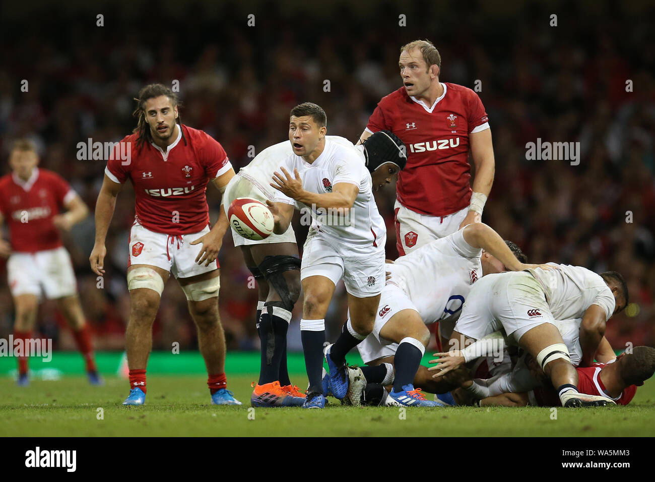 Cardiff, UK. 17th Aug, 2019. Ben Youngs of England in action. Wales v  England, Under Armour summer series 2019 international rugby match at the  Principality Stadium in Cardiff, Wales, UK on Saturday