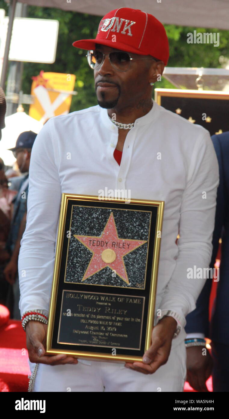 August 15, 2019, Hollywood, California, USA: I16060CHW.Hollywood Chamber Of Commerce Honor Recording Artist/Music Producer TEDDY RILEY With Star On The Hollywood Walk Of Fame.6405 Hollywood Boulevard, Hollywood, California, USA  .08/16/2019 .TEDDY RILEY.Â©Clinton H.Wallace/Photomundo International/  Photos Inc  (Credit Image: © Clinton Wallace/Globe Photos via ZUMA Wire) Stock Photo