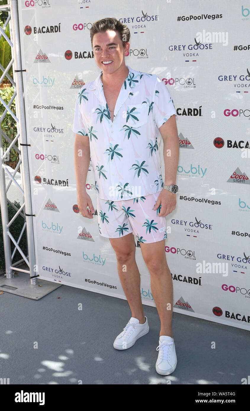 August 17, 2019, Las Vegas, NV, USA: 17 August 2019 - Las Vegas, NV - Jesse  McCartney, Katie Peterson. Jesse McCartney performs at Flamingo Las Vegas'  Go Pool Dayclub. Photo Credit: MJTAdMedia (