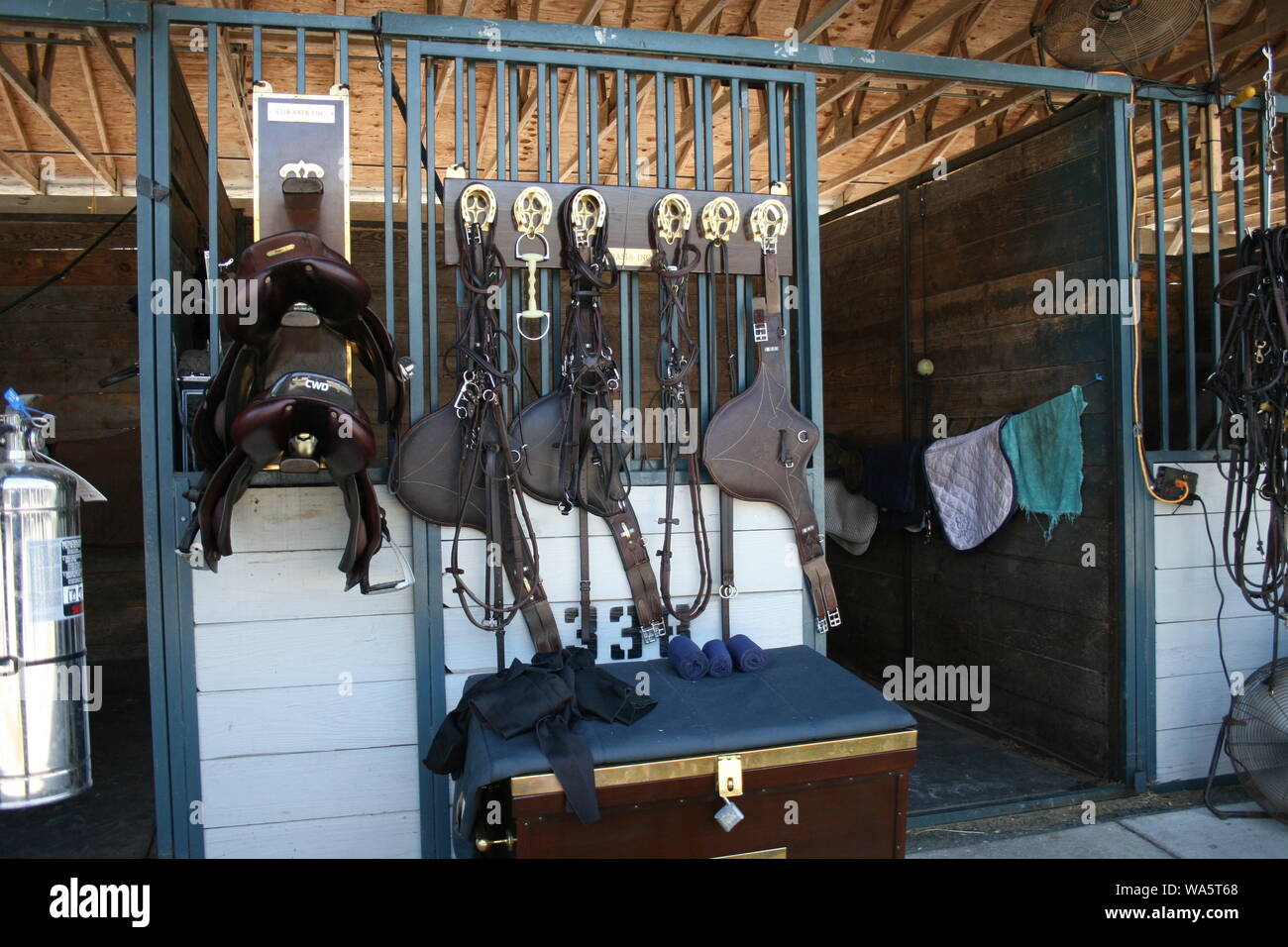 Tack Area in the Paddock Stock Photo Alamy