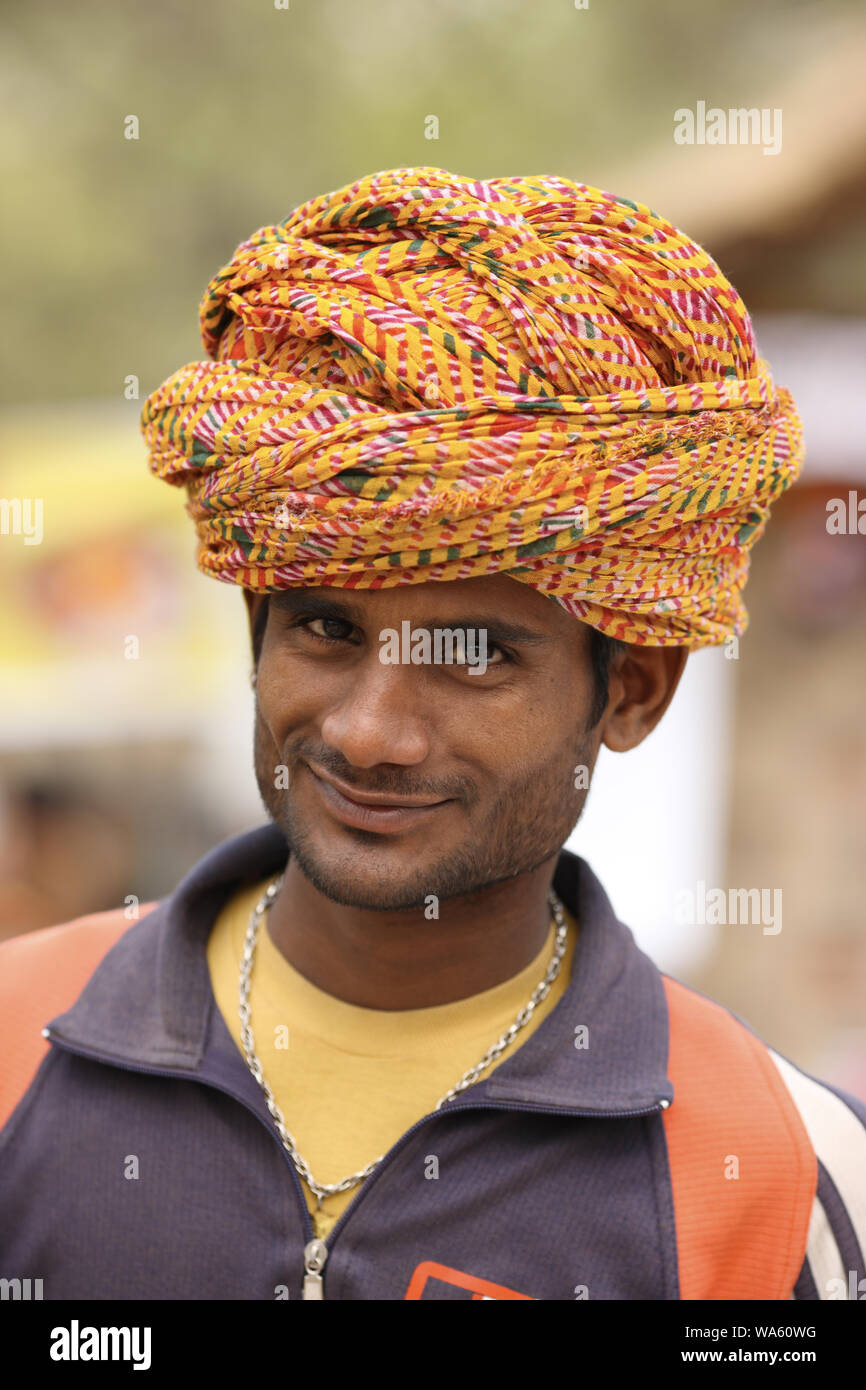 Rajasthani man smiling Stock Photo Alamy