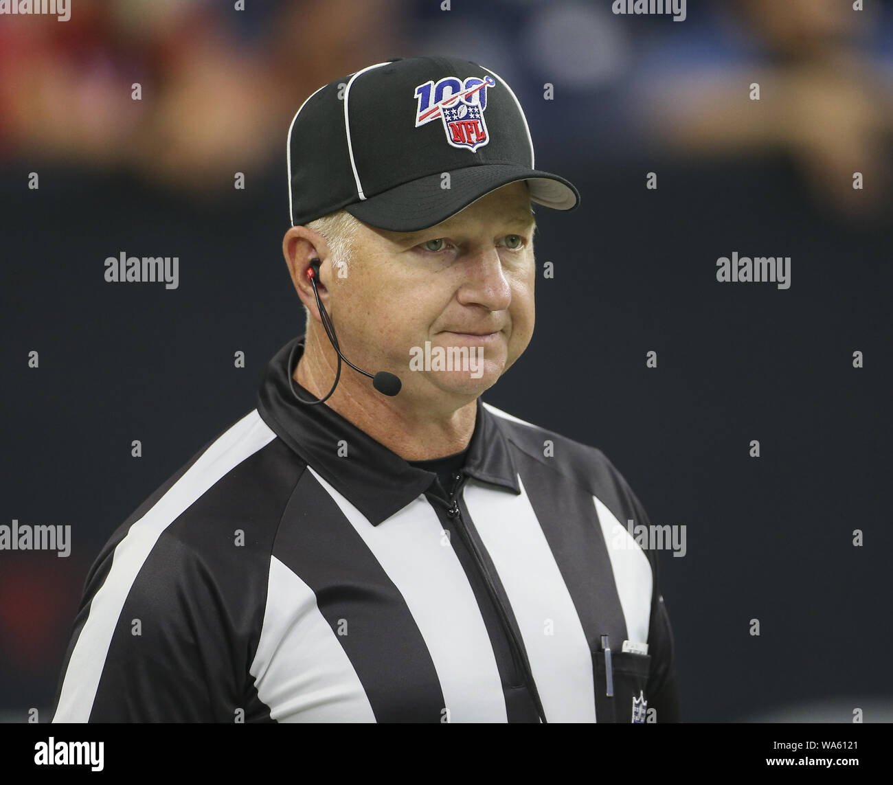 Houston, TX, USA. 17th Aug, 2019. Line Judge Mark Stewart during an NFL