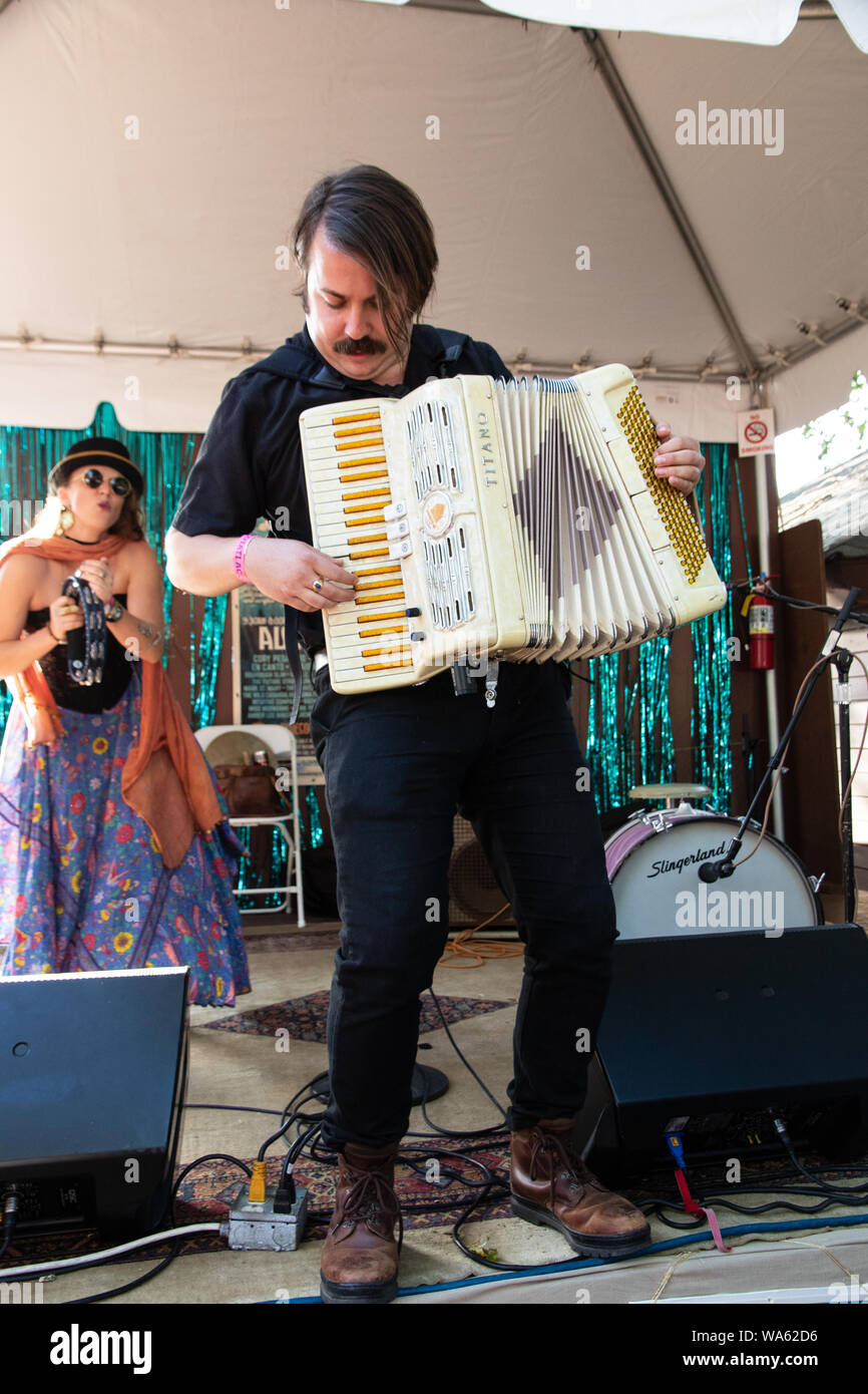 The Bellow Shakes (aka Royal Jelly Jive) is led by soulful front-woman Lauren Bjelde and feature the outstanding accordionist Jesse Lemme Adams. Stock Photo