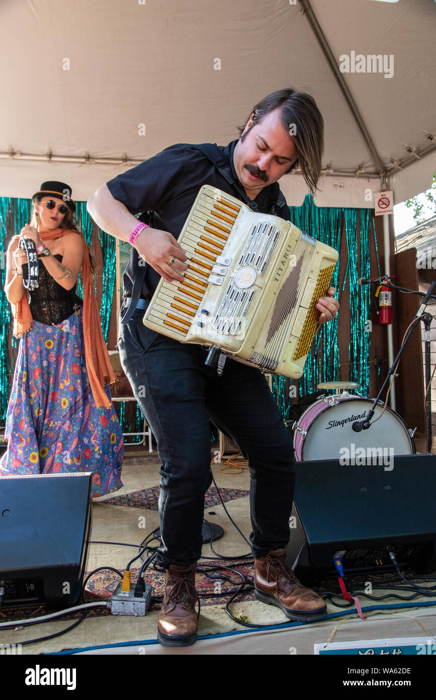 The Bellow Shakes (aka Royal Jelly Jive) is led by soulful front-woman Lauren Bjelde and feature the outstanding accordionist Jesse Lemme Adams. Stock Photo