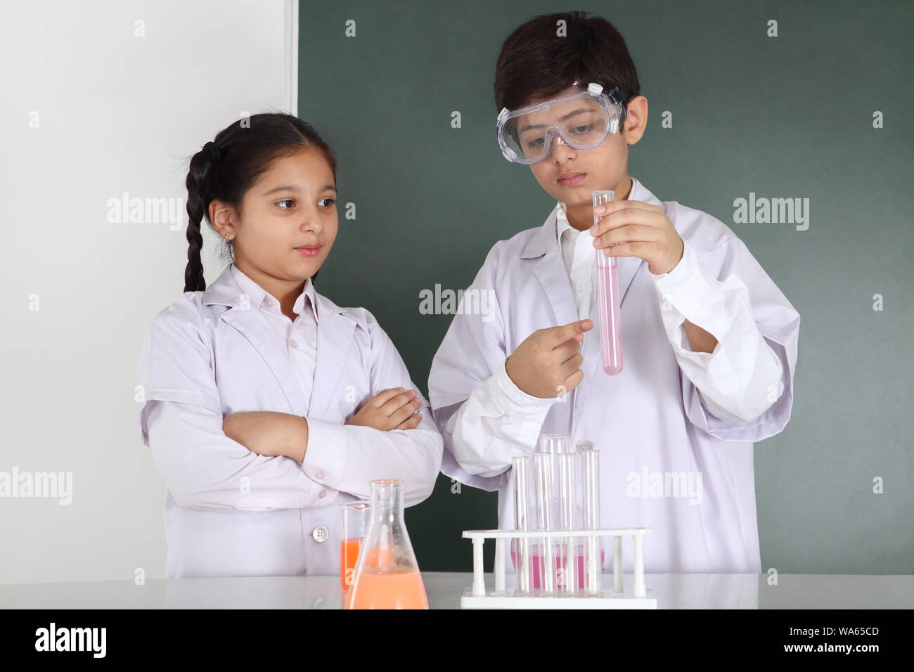 School students experimenting in a chemistry lab Stock Photo Alamy