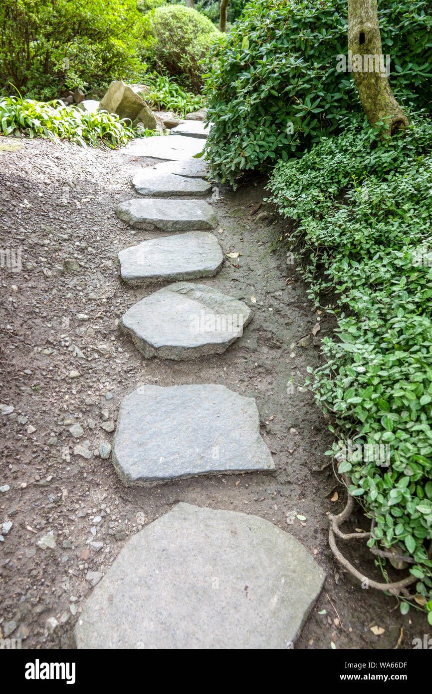 Garden stone path Stepping stones Stock Photo