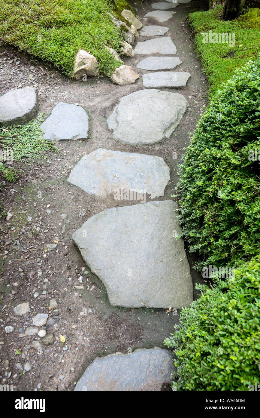 Garden stone pathway in Japanese garden Stock Photo