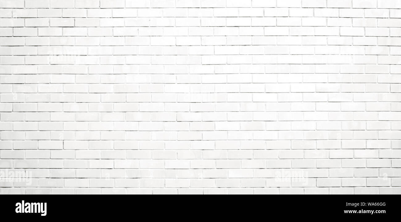 Panorama white brick wall texture and background Stock Photo - Alamy