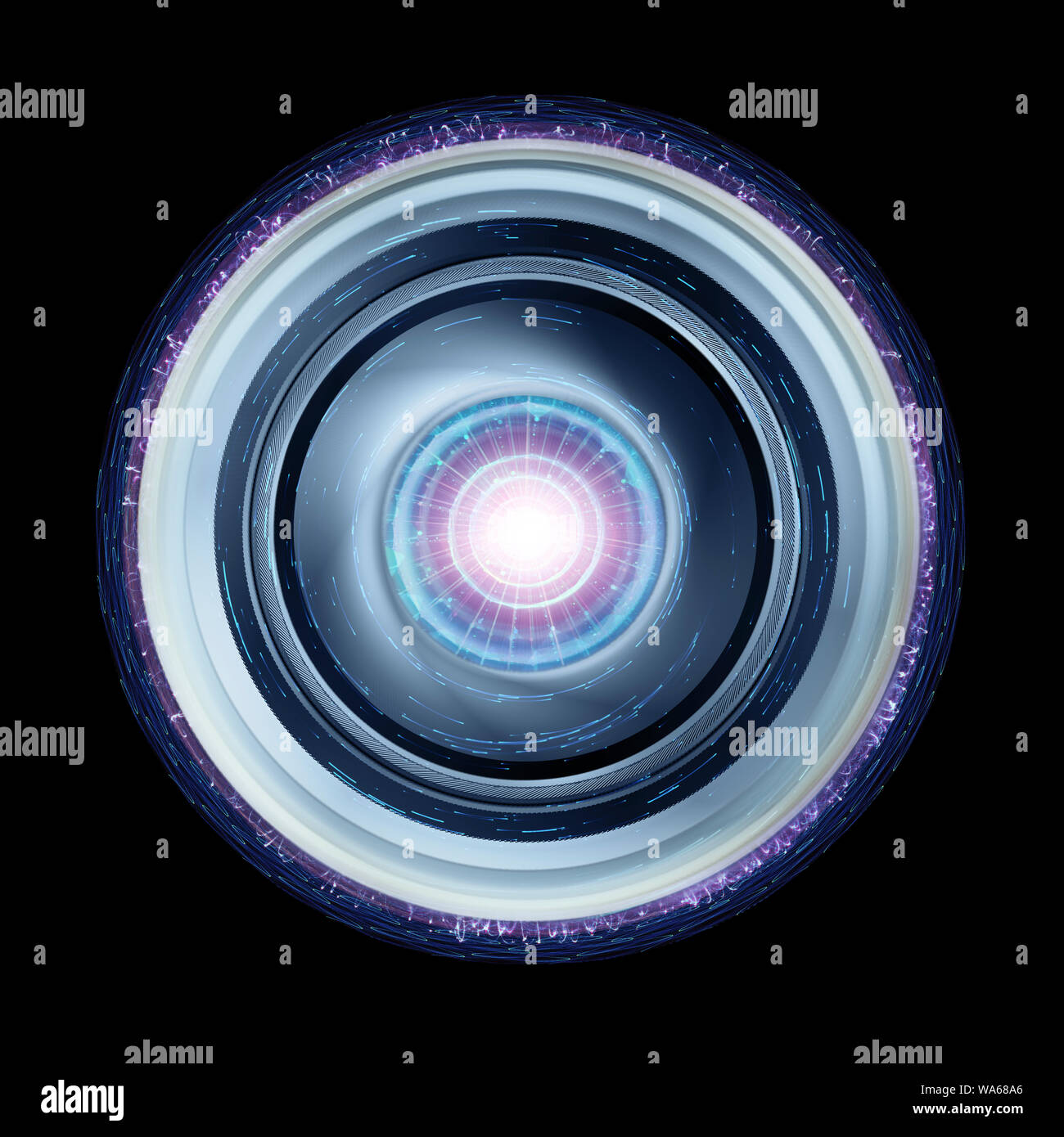 Futuristic UFO Or Spaceship Isolated On Black Background Stock Photo ...