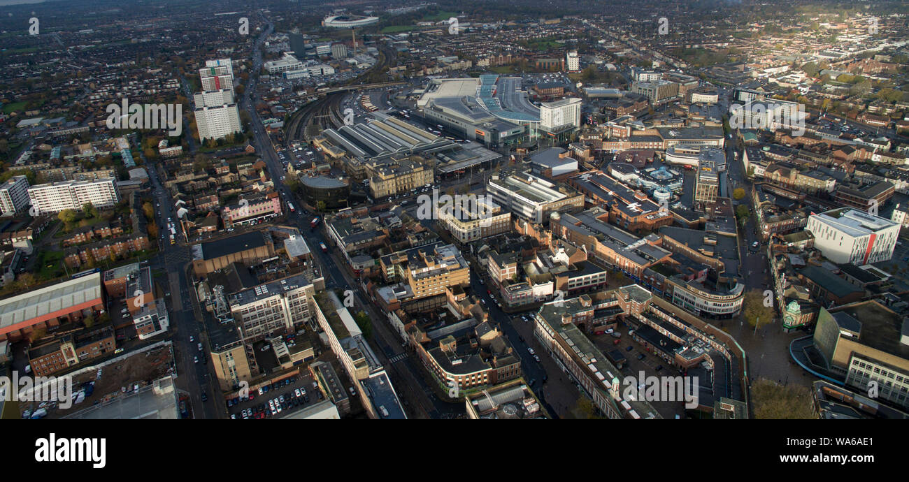 aerial view of kingston upon Hull city centre, covid19 lockdown Stock Photo
