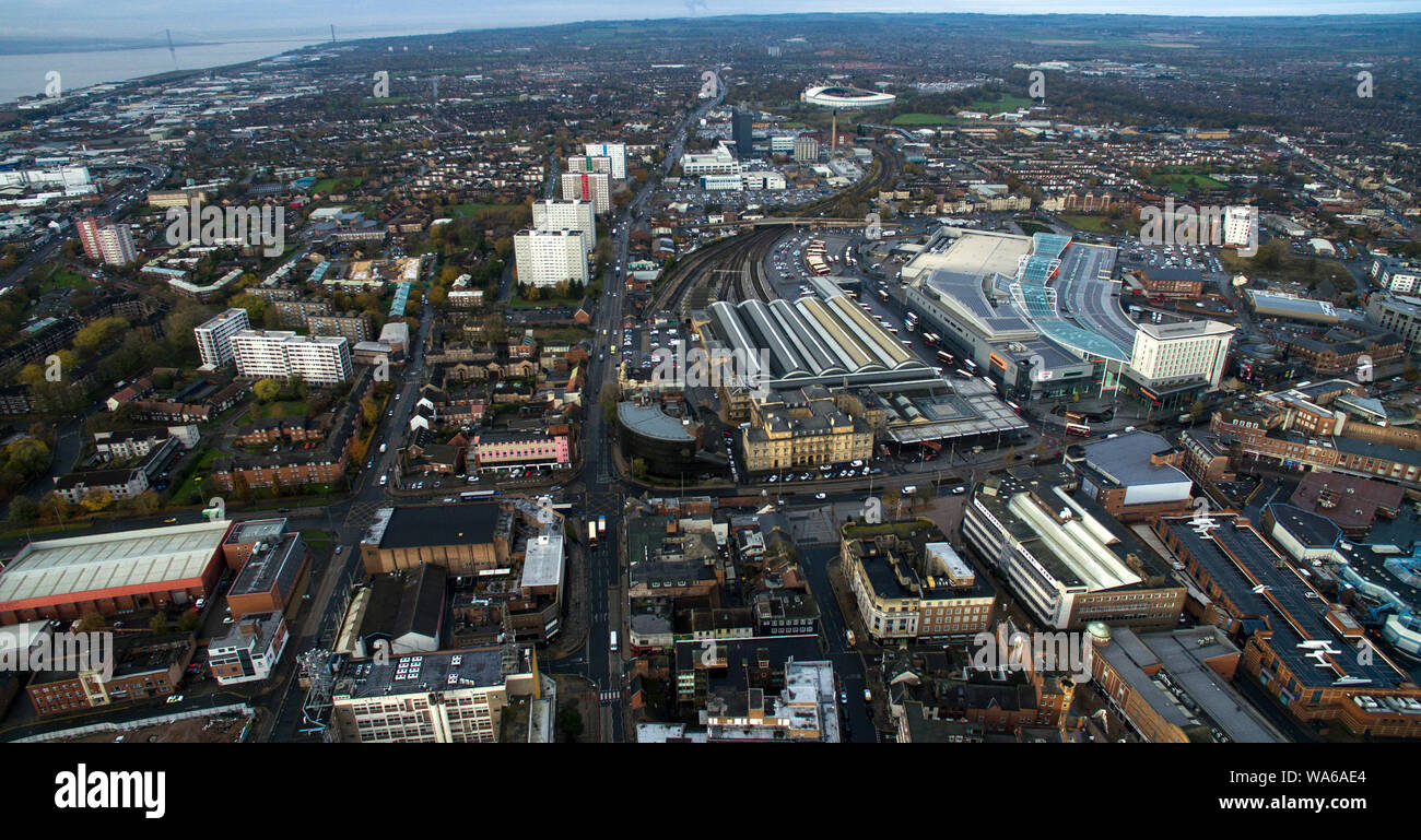 aerial view of kingston upon Hull city centre Stock Photo