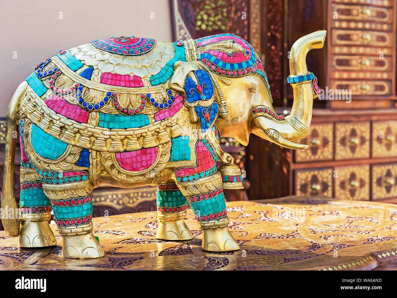 Statuette Ganesh Elephant Dieu hindou Yeux cachés Amulette Thailande