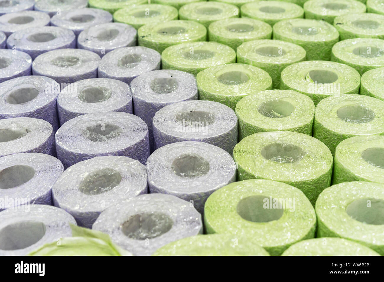 Rolls of wallpaper. Background and texture of wallpaper for walls Stock