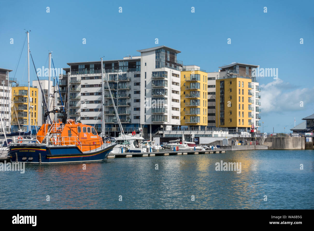 Eastbourne RNLI Lifeboat Sovereign Harbour, Eastbourne, East Sussex, England,UK Stock Photo