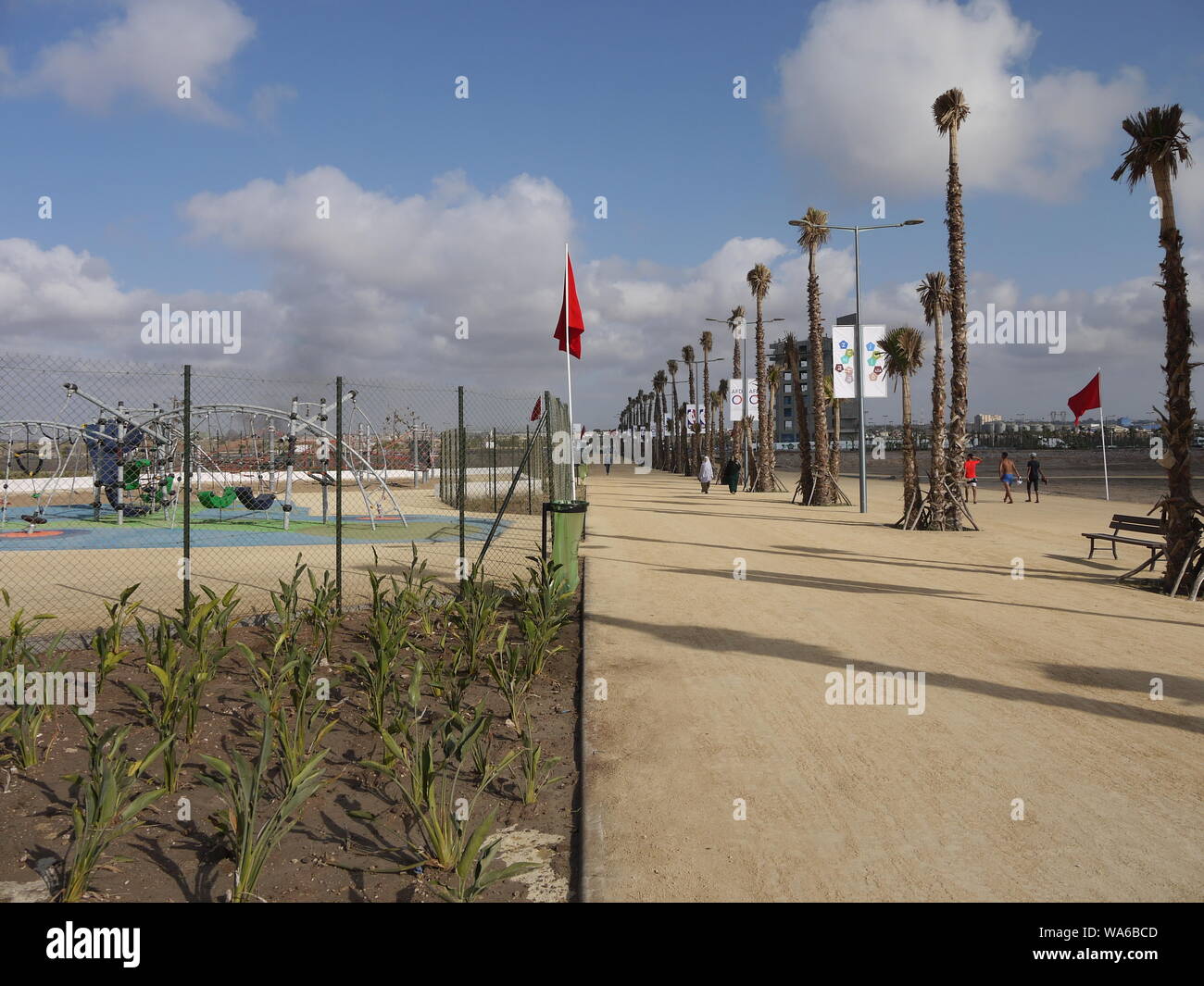 The new city of Zenata, in Marocco, is building playground for different sports: tenis, basket, bike and runing Stock Photo