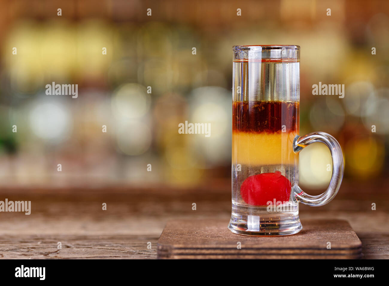 A cocktail Chekhov based on gin and martini rosso, a multilayered