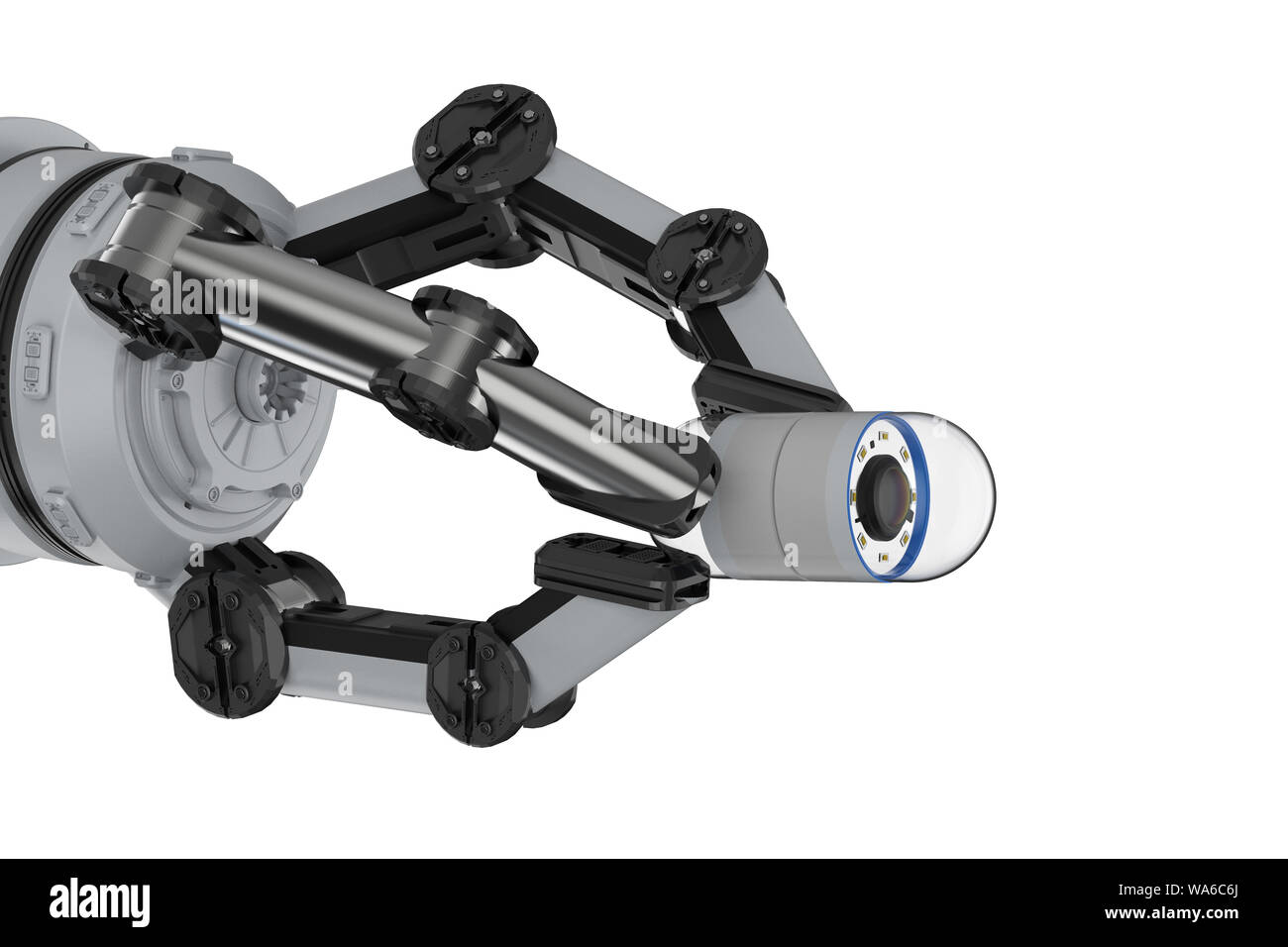 Medical technology concept with 3d rendering robotic arm with capsule