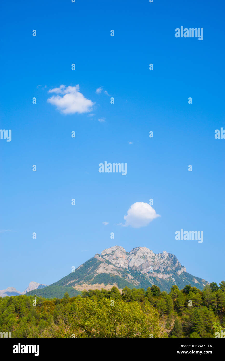 Mountain and clouds. El Sobrarbe, Huesca province, Aragon, Spain. Stock Photo