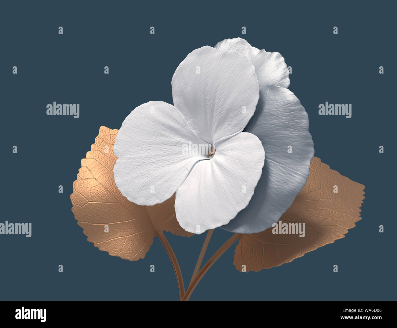 Conceptual Flower Viola On Blue Background. 3D Illustration. Stock Photo